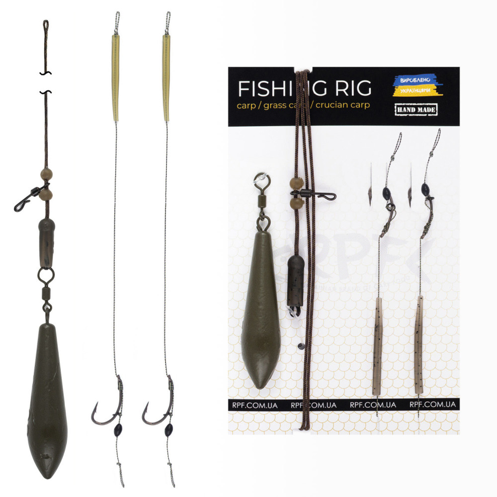 Оснащений Короповий монтаж Гелікоптер з двома запасними повідцями з гачком №6 оснащених волосом на кільці gm-rpf14