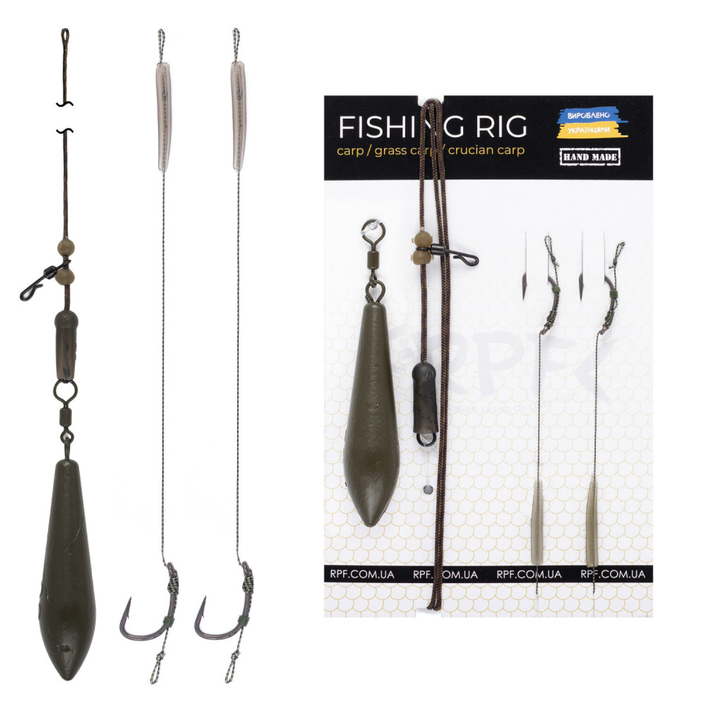 Оснащений Короповий монтаж Гелікоптер з двома запасними повідцями з гачком №6 оснащених волосом на резинці gm-rpf15