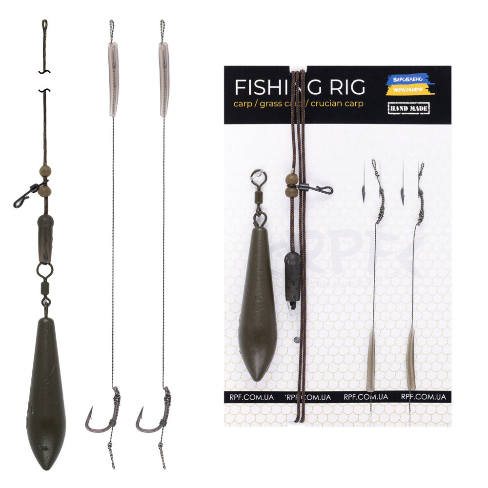 Оснащений Короповий монтаж Гелікоптер з двома запасними повідцями з гачком №8 оснащених волосом на резинці gm-rpf16