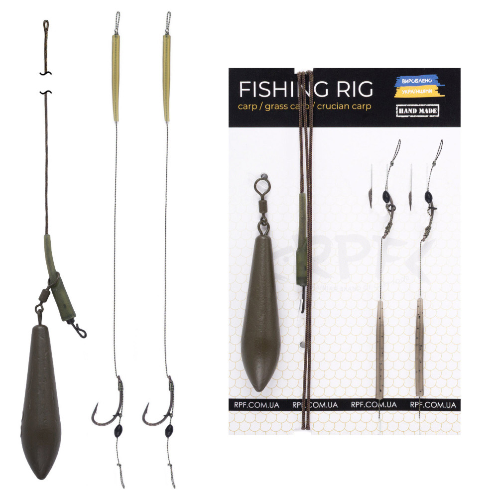 Оснащений Короповий монтаж Ковзаючий силіконовий з двома запасними повідцями з гачком №6 оснащених волосом на кільці gm-rpf20