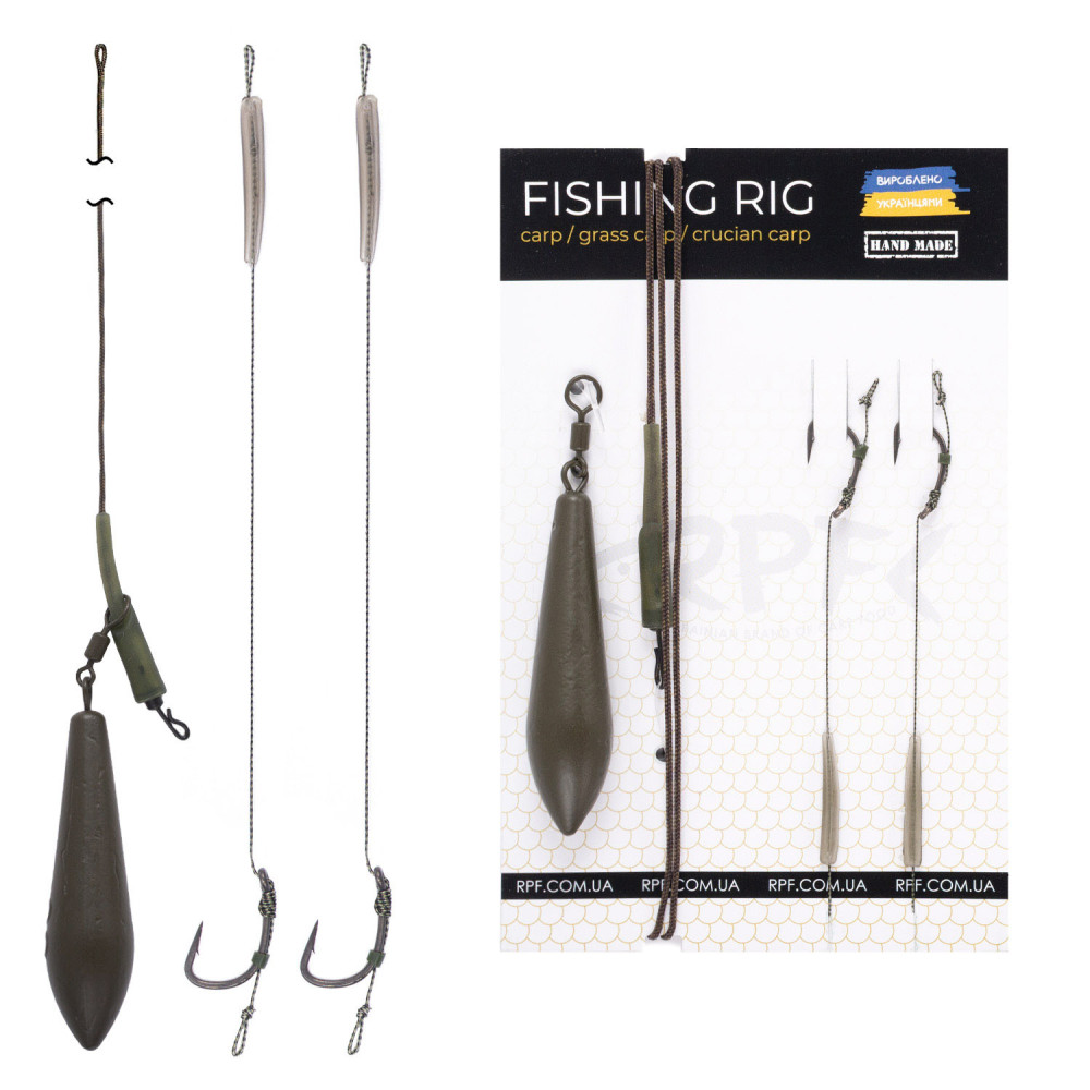 Оснащений Короповий монтаж Ковзаючий силіконовий з двома запасними повідцями з гачком №6 оснащених волосом на резинці gm-rpf21