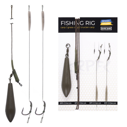 Оснащений Короповий монтаж Ковзаючий силіконовий з двома запасними повідцями з гачком №6 оснащених волосом на резинці gm-rpf21