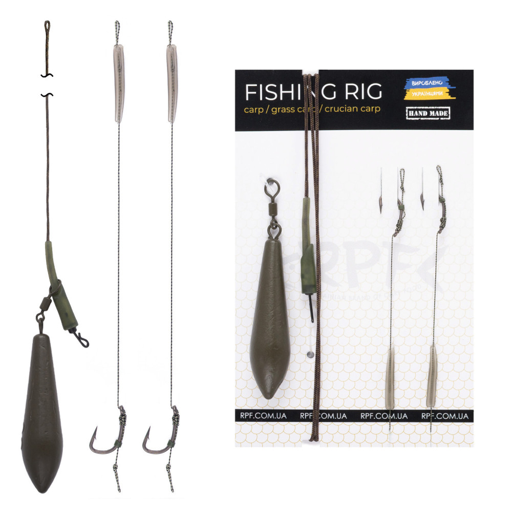 Оснащений Короповий монтаж Ковзаючий силіконовий з двома запасними повідцями з гачком №8 оснащених волосом на резинці gm-rpf22