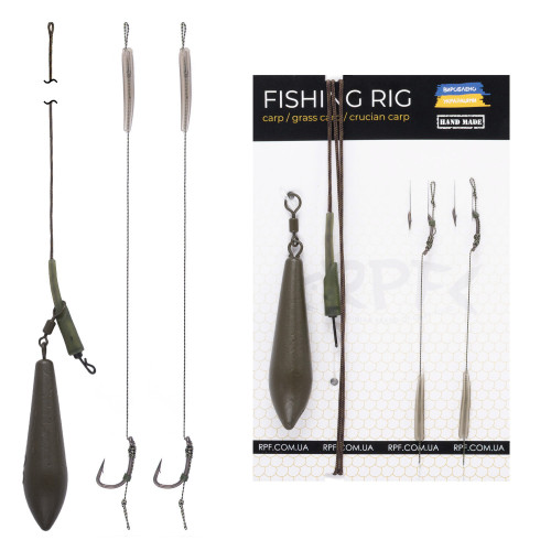 Оснащений Короповий монтаж Ковзаючий силіконовий з двома запасними повідцями з гачком №8 оснащених волосом на резинці gm-rpf22