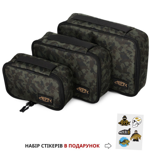 Набір 3-х сумок CAMO_RPF для риболовних аксесуарів + подарунок набір Стікерів 