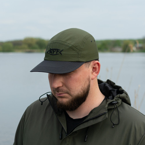 Кепка CULT з козирьком бейзболка від RPF 5_PANEL (комбінована Хакі + Чорний козирьок) 