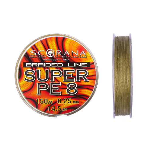 Шоклідер (шнур) SCORANA Super Re8 0.25мм 150м 14.5KG