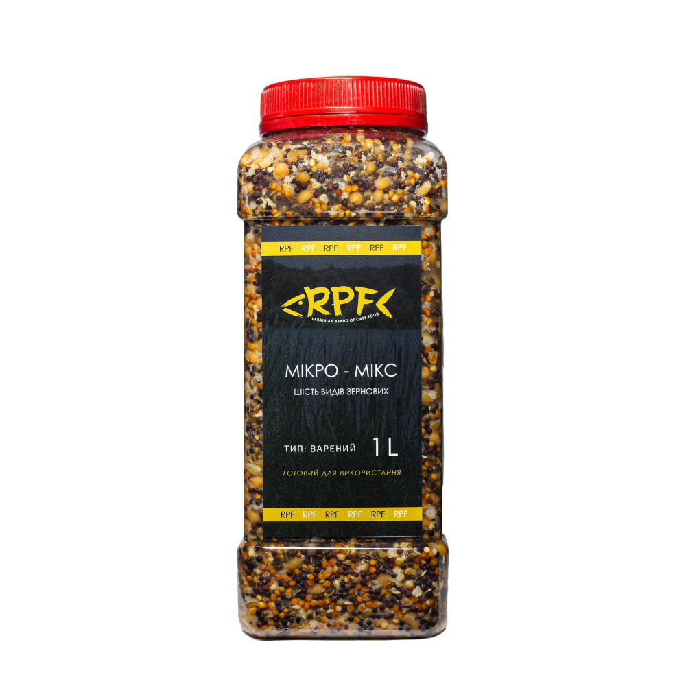 Зерновий мікро-мікс для рибалки шість видів зерна 1л (готовий)